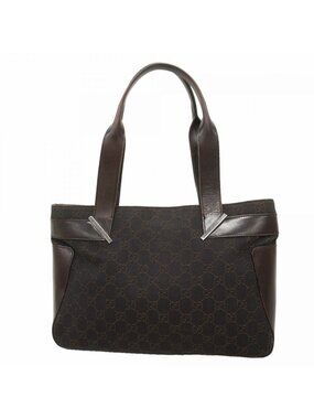 Gucci Tote Denim Dark Brown Silver